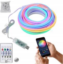ECOLight Led szalag Színes csík Neon Változtatható szín Rgb alkalmazás Távirányító 5V Usb 5m (EC61640)