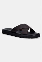 Calvin Klein férfi bőr papucs SQ MOLDED SANDAL XCROSS LTH - barna Férfi 46