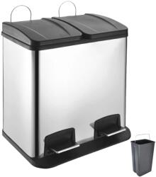 Orion Coș de gunoi din inox cu două compartimente Duo, cu pedală, 2 × 20 l Cos de gunoi
