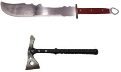 Depox Set Topor Tactical Surivour, 38 cm si Sabie de vanatoare , Dragon Stance , DEPOX® , Cutit de aruncat si teaca incluse (0717)