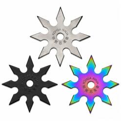 Depox Set trei stele de aruncat DEPOX®, 8 colturi, metalic, negru/multicolor/argintiu, 10 cm (0550)