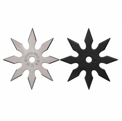 Depox Set doua stele de aruncat DEPOX®, 8 colțuri, metalic, negru/argintiu, 10 cm (0546)