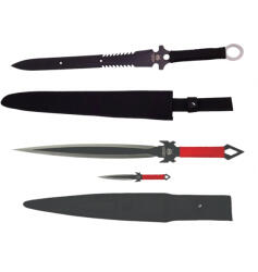DEPOX Set doua sabii de vanatoare, DEPOX®, 68.5 cm, cutit de aruncat inclus (0706)