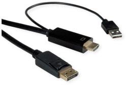 Roline Кабел HDMI - DisplayPort 1.2 4K60Hz (HDMI източник) M/M, 2 м, черен 11.04. 5992-10 (11.04.5992-10)