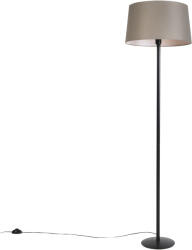 QAZQA Fekete állólámpa vászonárnyékolóval, taupe színben, 45 cm - Simplo (98578)