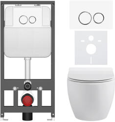 Cerano - Falba épített WC szett Dure - fényes fehér - Prime/Duoalo nyomógomb, fehér - fali - falba építhető - falsík előtti/gipszkarton - 51x35 cm (CER-8050BD85889)
