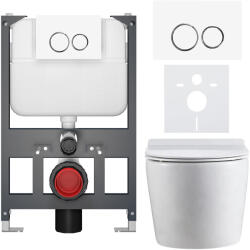 Cerano - Falba épített WC szett Felci - fényes fehér - Prime/Duoalo nyomógomb, fehér - fali - alacsony modul - falsík előtti beépítés/gipszkarton -… (CER-8050BD86064)