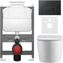 Cerano - Komplett WC szett Basic/Felci - fényes fehér - WC nyomógomb Modulo/Fekete - felső vezérlés - falsík alatti beépítés - 53x37 cm (CER-8050BD86095)