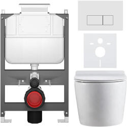 Cerano - Komplett WC szett Basic/Felci - fényes fehér - WC nyomógomb Modulo/Fehér - felső vezérlés - falsík alatti beépítés - 53x37 cm (CER-8050BD86090)