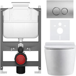 Cerano - Komplett WC szett Basic/Felci - fényes fehér - WC nyomógomb Dualo/Silver - felső vezérlés - falsík alatti beépítés - 53x37 cm (CER-8050BD86070)