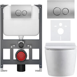 Cerano - Falba épített WC szett Felci - fényes fehér - Prime/Duoalo nyomógomb, ezüst - fali - alacsony modul - falsík előtti beépítés/gipszkarton -… (CER-8050BD86074)