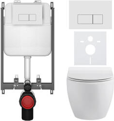 Cerano - Falba épített WC szett Dure - fényes fehér - Prime/Modulo nyomógomb, fehér - fali használatra - 51x35 cm (CER-8050BD85900)