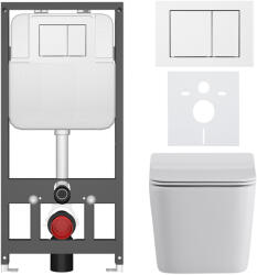 Cerano - Komplett WC szett Basic/Forte - fényes fehér - WC nyomógomb Maxio/Fehér - fali - falba szerelhető - falsík előtti - 51x36 cm (CER-8050BD86123)