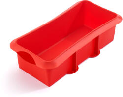 Lékué Silicone Plum Cake Mould püspökkenyér és sütemény forma, 28cm, platina szilikon, piros