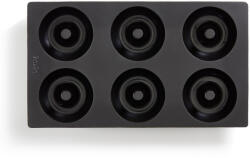 Lékué fánk sütőforma, 6db-os, platina szilikon, fekete