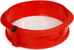 Lékué kapcsos tortaforma kerámia aljjal, D=23cm, 2, 5L, platina szilikon és kerámia, piros