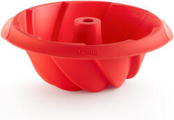 Lékué Spiral Savarin Cake Mould spirálos savarin és kuglóf sütőforma, D=20cm 1L, platina szilikon, piros