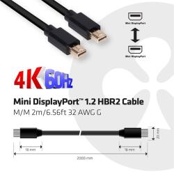 Club 3D Кабел Club 3D - CAC-2161 (Mini DisplayPort 1.2 M/M, 4K60Hz, HBR2, 2 м) (CAC-2161)