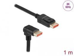 Delock DisplayPort кабел с прав конектор - конектор 90, извит надолу 8K 60 Hz 1 м