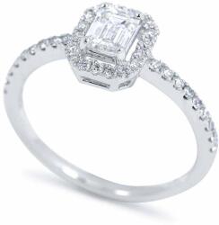 White & Black 0, 8 karátos emerald gyémánt eljegyzési gyűrű - Halo - GIA (AU14615)