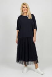 Pierino Bluza ampla oversize cu design asimetric din bumbac, bleumarin Talie unica