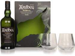 Ardberg Ardbeg - Scotch Single Malt Whisky 10yo + 2 pahare GB - 0.7L, Alc: 46%