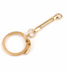 Dodaco Breloc auriu cu carabina laterala si lant metalic pentru chei, genti, fermoare si accesorii handmade, 6 cm