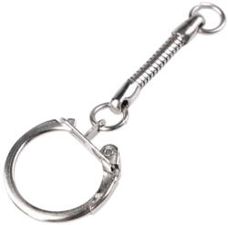 Dodaco Breloc pentru chei argintiu cu carabina laterala si lant metalic pentru genti, fermoare si accesorii handmade, 6 cm