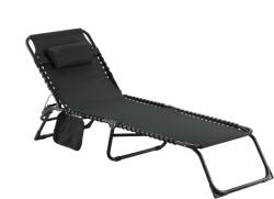 Sezlong pliabil de gradina si curte, negru, cu perna, 190x58x30 cm, Jollymag, LEZ2777 (ESELL-W-jolly_LEZ2777)