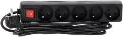  Prelungitor cu 5 prize de alimentare 250V, cu intrerupator, lungime 3m, culoare neagra, 16A, 2300W, KAB8701 (ESELL-W-jolly_KAB8701)
