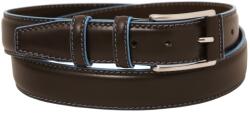 Tuscany Leather Curea casual din piele cu margini bleu deschis, 35 mm, TL142528-Maro Inchis