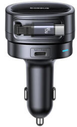 Baseus Incarcator auto Baseus PrimeTrip VR1, 2x USB-C, 1x USB, 60 W, Cablu integrat, Black (C00069001121-00)