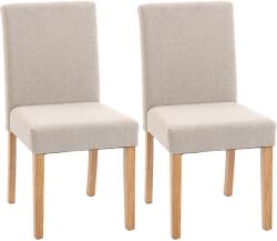 HomCom Scaune pentru sufragerie set 2 buc. , scaune moderne tapițate cu aspect de in, cu șezut și spătar tapițat, picioare din lemn de cauciuc | Aosom Romania (83A-519V00CW)