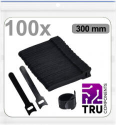 TRU COMPONENTS T24CA098 Tépőzár kábelkötegelő Kötegeléshez Bolyhos és horgos fél (H x Sz) 300 mm x 14 mm Fekete 100 db (TC-13377452) (TC-13377452) - aqua