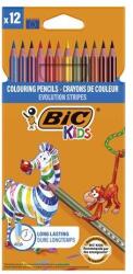 BIC Creioane colorate, set, BIC KIDS "Evolution Stripes", 12 culori diferite, 12 buc