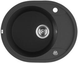 Laveo SBD_783T - LAVEO DAFNE MINI egymedencés mini csepptálcás gránit mosogató 580x470 dugókiemelővel szemcsés fekete (SBD_783T)