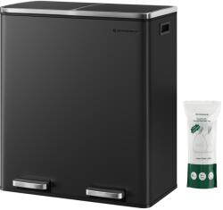 SongmicsHome SORT hulladékgyűjtő tartály, 2x30l + hulladékgyűjtő zsákok, ekete/ezüst SongmicsHome