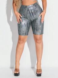 Shein Szürke Klasszikus Holo Rövidnadrág Magas Derekú Mintás Shein 36