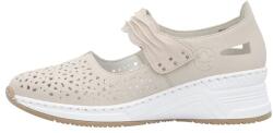 RIEKER Pantofi dama, Rieker, N4382-60-Bej, casual, piele naturala, perforati, cu platforma, bej (Marime: 36)