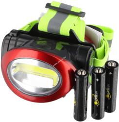 Heitech COB LED fejlámpa hátsó világítással 100lm elemekkel piros/fekete