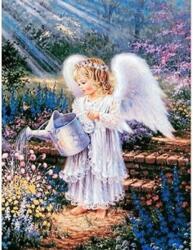 NORIMPEX - Puzzle Tablou Diamant: Înger cu un udator în grădină 30x40cm - 1 - 39 piese