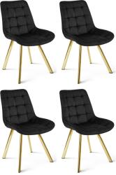 FDY Set 4 Scaune Bucatarie/Dining Sunny Catifea Negru, Picioare Aurii