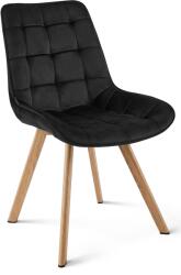 FDY Scaun Bucatarie/Dining Sunny Catifea Negru, Picioare Metalice Finisaj Lemn