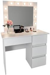 Artool Masa de toaleta/machiaj, Irina, gri, cu oglinda si LED-uri, 94x43x141 cm (143752)