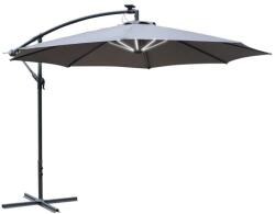 Art Umbrela gradina/terasa cu panou solar, iluminare LED, articulatie tip banana, manivela, gri, 295 cm (AR082713)