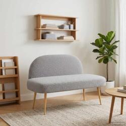 vidaXL Banca tapitata cu spatar Gri deschis 110 x 60 x 76 cm Bouclé GartenMobel Dekor (42040770)
