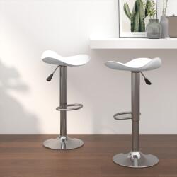 vidaXL Scaun de bar, 2 buc. , alb, otel cromat si piele ecologica GartenMobel Dekor (335089)