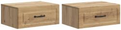 vidaXL Dulap de noapte suspendat 2 pcs Stejar Artizanal Lemn prelucrat GartenMobel Dekor (899314)