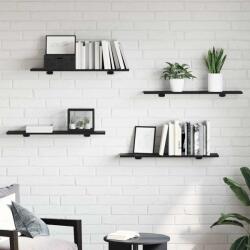 vidaXL Raft pentru carti 4 pcs Negru 80 x 20 x 1, 5 cm Lemn compozit GartenMobel Dekor (875059) Biblioteca