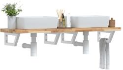 vidaXL Raft pentru lavoar montat pe perete, otel si lemn masiv acacia GartenMobel Dekor (3302706)